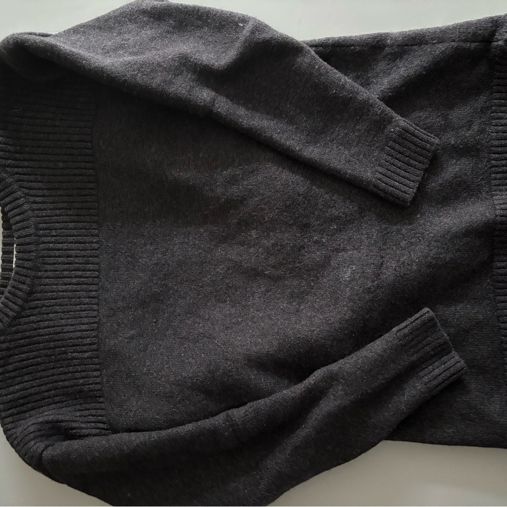 Wilfred Black Crew Neck Sweater with Ribbed Details, Italian yarn